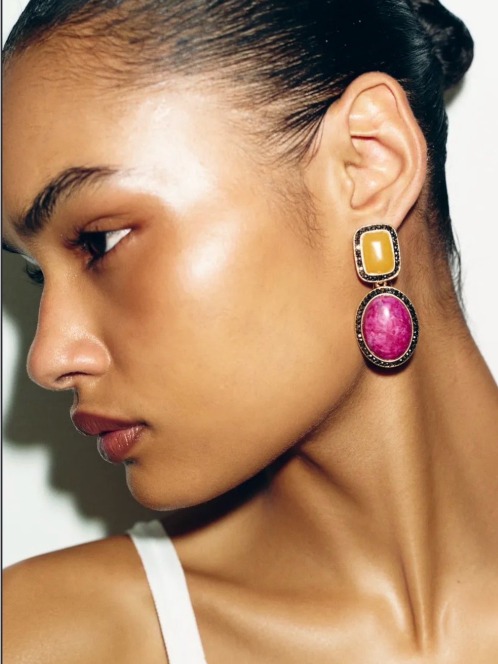 🔥🔥Zara Bold Two-Tone Drop Earrings in Yellow and Pink